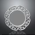 White Circular Decorative Mirror With Intricate Carved Frame For Home Decoration