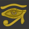 Golden Eye of Horus Symbol With Blue Pupil And Intricate Design