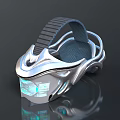 Futuristic VR Headset With Silver Design Streamlined Structure And Illuminated Interface