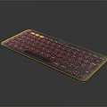 Contemporary Slim Computer Keyboard With Round Keys And Yellow Accents