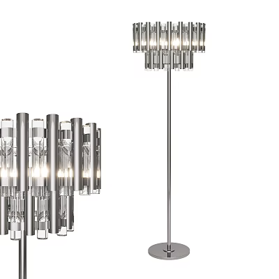 Modern Floor Lamp With Metal Stand And Transparent Glass Tubes Design 3d model