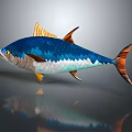 Colorful Blue And Orange Fish With Yellow Eyes 3D Model Scales Texture Smooth Surface Reflection