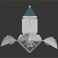 Pyramid Shaped Transparent Structure With Detailed Green Blue Interior Design And White Base Platform