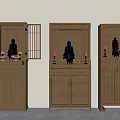 Three Design Wooden Buddhist Shrine Cabinets Featuring Buddha Statues And Decorations