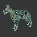 Detailed German Shepherd Sculpture Carving Wearing Tactical Gear Features