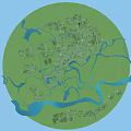 Birds Eye View Urban Planning With Green Spaces River Systems And Road Networks