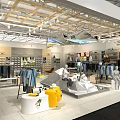 Modern Clothing Store Interior With Bright Lighting And Multiple Display Areas 3d model