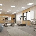 Spacious Gym Interior With Bright Windows Various Fitness Equipment Treadmill Dumbbells And Exercise Ball
