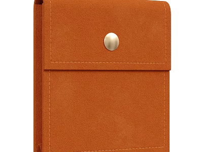 Portable Orange Suede Case With Metal Button Closure And Stitching Details 3d model