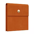 Portable Orange Suede Case With Metal Button Closure And Stitching Details