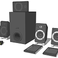 Home Theater Sound System With Subwoofer Multiple Speakers And Surround Components 3d model