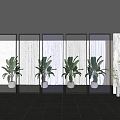 Modern partition glass screen combination 3d model