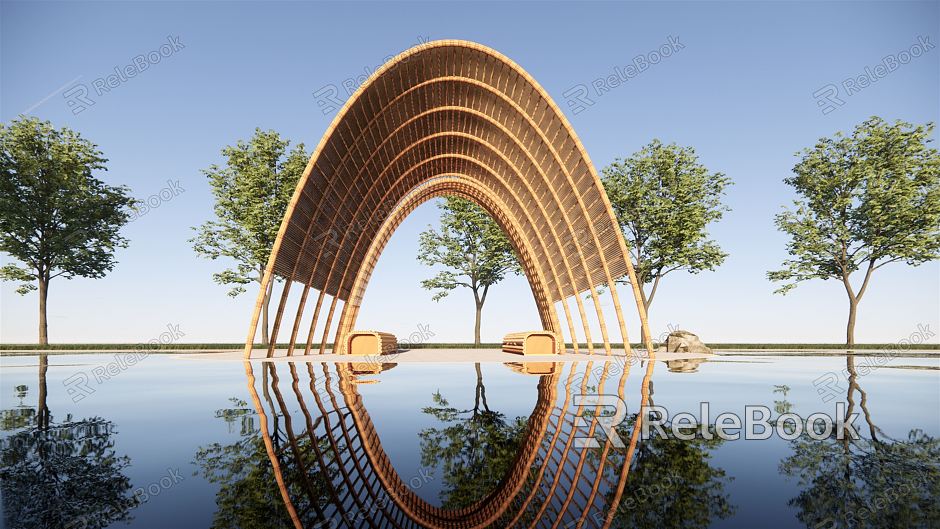 Modern gallery frame creative bamboo landscape pavilion model