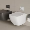 Modern Wall Mounted Toilets In Black And White With Toilet Paper Holder And Control Panels