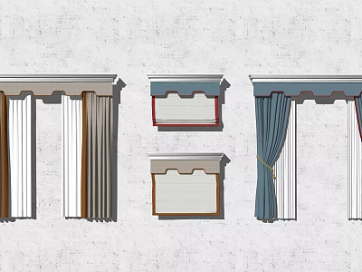 Stylish Curtain Designs With Valance Details And Different Color Options for Windows 3d model