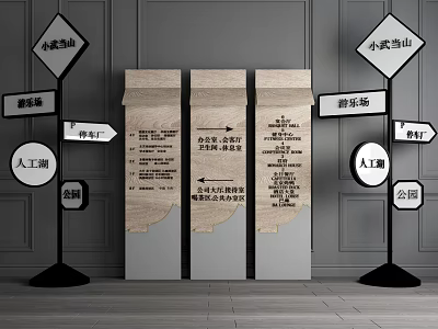Commercial Directional Wayfinding Signage Equipment With Street Mall Park Entrance Directions 3d model