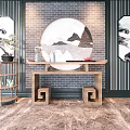 New Chinese-style End View Table Entrance Cabinet 3d model