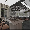 Traditional Chinese Private Dining Room Interior With Round Dining Table Tableware And Pendant Lights