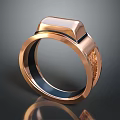 Modern Gold Ring With Square Top And Textured Side Elegant Design 3d model
