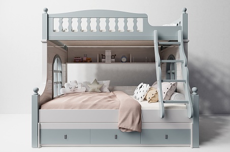 Modern bunk bed children's bunk bed 3d model