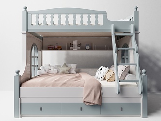 Modern bunk bed children's bunk bed 3d model