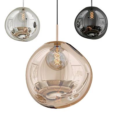 Modern Transparent Spherical Pendant Light With Unique Bulb And Color Variants For Interior Decor 3d model