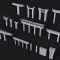 Various Bridge Construction Components With Different Structural Designs And Shapes 3d model