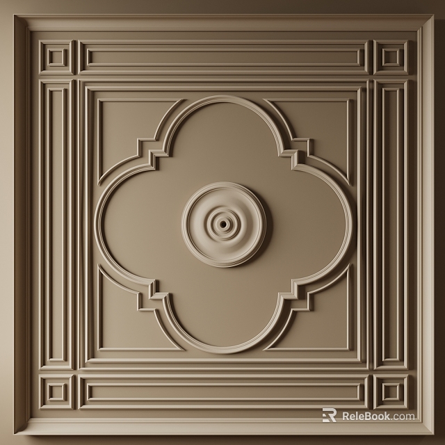 Ornate Ceiling Design With Elaborate Decorative Molding And Central Medallion 3d model 