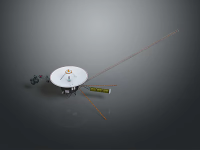 Satellite With Large Dish Antenna Long Arms And Scientific Instruments 3d model