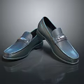 Black Leather Loafers With Shiny Surface And Metal Buckle For Formal Wear