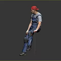 Worker European worker mechanic builder repairman miner digger figure 3d model