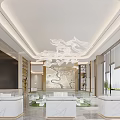 Spacious Modern Sales Office Interior With Bookshelves Round Tables Sofas And Floor To Ceiling Windows