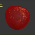 Juicy Red Apple with White Specks Yellow Top and Shiny Surface on Gray Background
