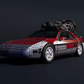 Stylish Red Sports Car With Powerful Engine Mounted On Roof Design