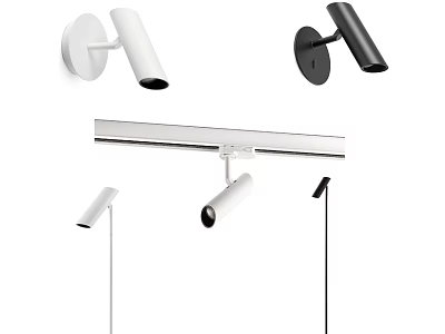 Modern Black And White Lighting Combination With Wall Lamps Track Lights And Pendant Fixtures 3d model
