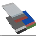 Colorful Corrugated Sheets Stacked with Red Blue Green and Gray Hues 3d model