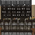 Modern Bar Interior With Stylish Counter Wine Racks Stools And Pendant Lights
