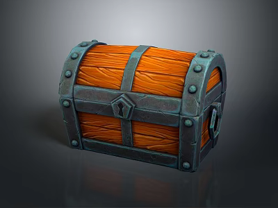 Wooden Storage Box With Metal Straps Rivets And Lock Clasp For Home Organizing 3d model