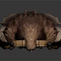 Mythical Horned Man With Muscular Build Fur Armor And Feather Decorations