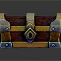 Wooden Treasure Chest With Gold Blue Metal Accents Lock Clasp And Textured Surface