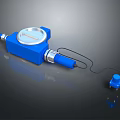 Blue Industrial Measuring Instrument With Dial Gauge Cable And Connector