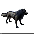 Fantasy Character And Mythical Blue Striped Wolf Creature With Spiked Mane Design 3d model