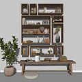 Quiet Bookshelf Ornaments Ceramic Utensils Wall-mounted Bookshelf 3d model
