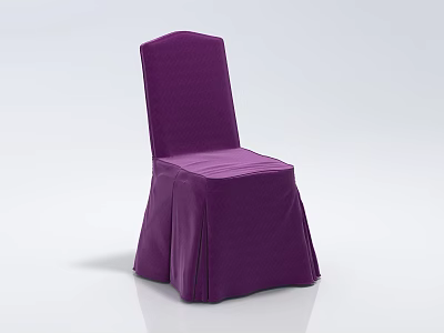 Elegant Purple Fabric Dining Chair With Curved Back And Full Tailored Slipcover 3d model