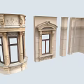 European-style stigma Roman column carved column window combination 3d model