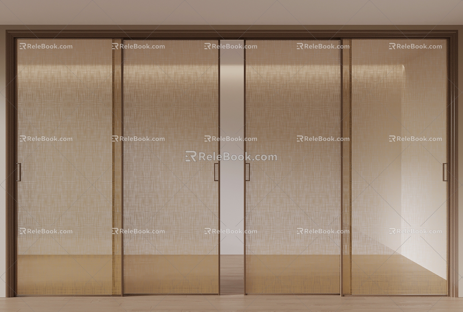 5 New Chinese-style Clamping Clamping Glass sliding door 3d model