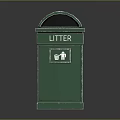 Green Litter Bin With Litter Sign In Outdoor Building Area