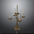 Vintage Decorative Candelabra With Multiple White Candles And Ornate Metal Stand