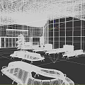 Modern Airport Terminal Hall With Wooden Wave Ceiling Large Glass Windows Green Plants And Seats