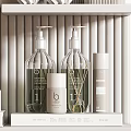Minimalist Decorative Ornament Set With Vase Dried Pampas Grass Bottles On Display Shelf